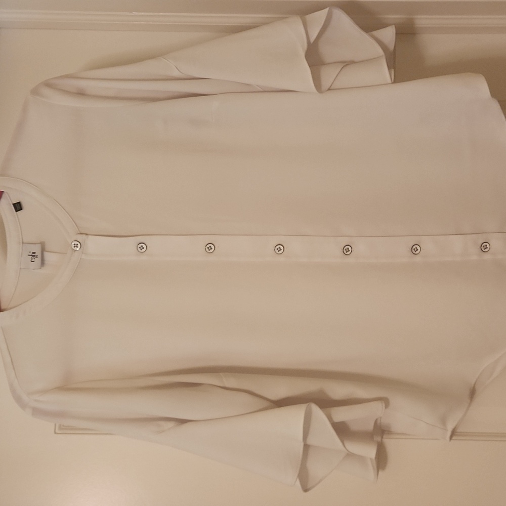 CAbi White Float Flutter Sleeve Top Size M #5521